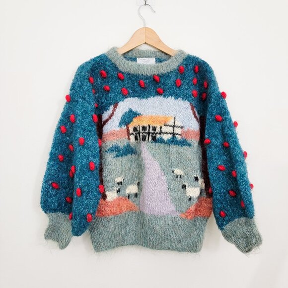 Vintage Susie Lee The Covent Garden Collection Hand Knit Bobble Mohair Sweater - Picture 1 of 10